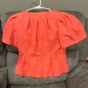 SHEIN Coral Puff Sleeve Blouse